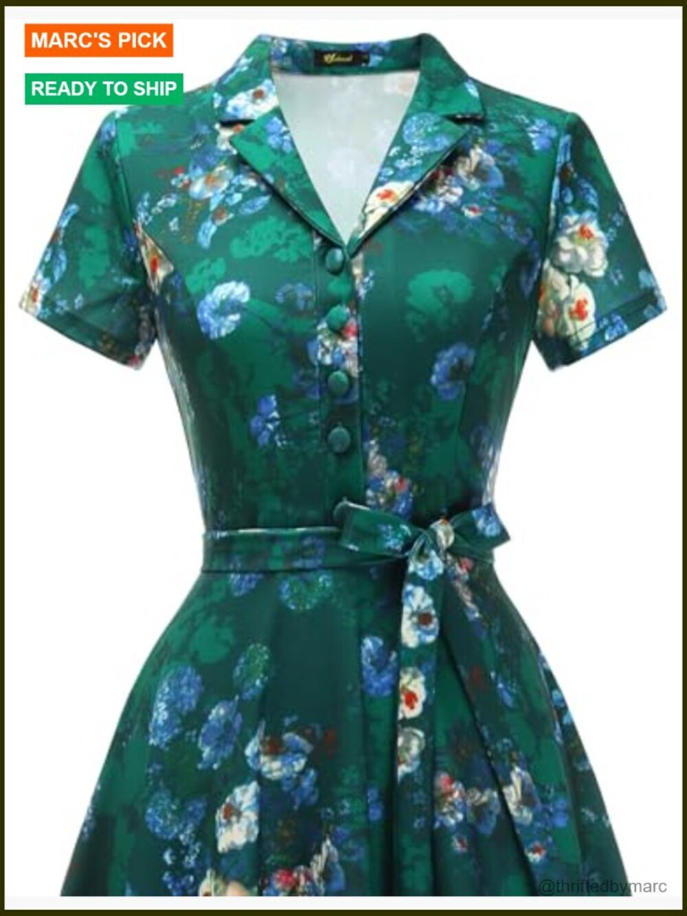 Vintage Tea Dress with Short Sleeves Cocktail Party Work Church Classic Swing - Picture 4 of 7
